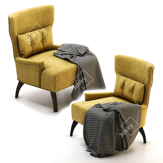 Kano Velvet Accent Chair 3D model image 3