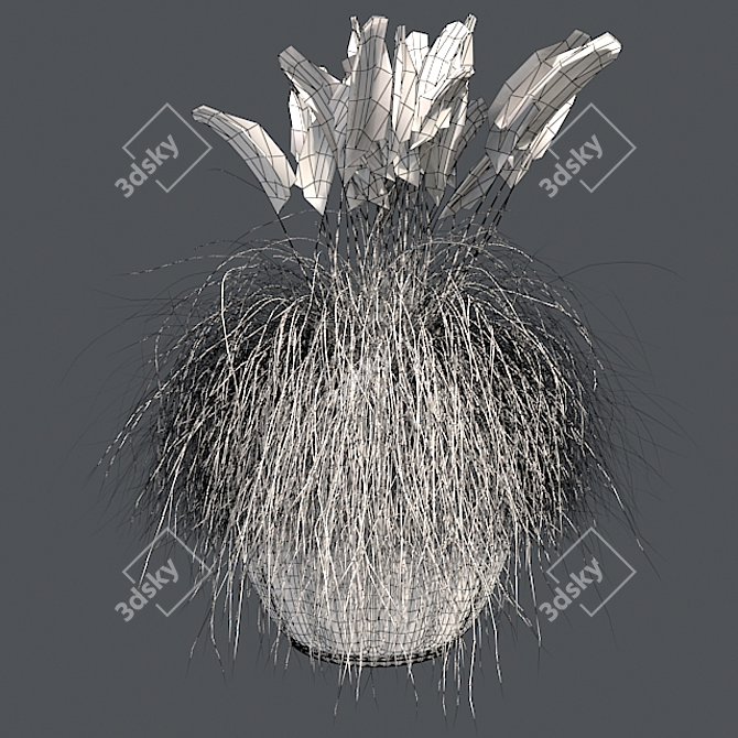 Pampas Grass: Stylish Pot Included 3D model image 5