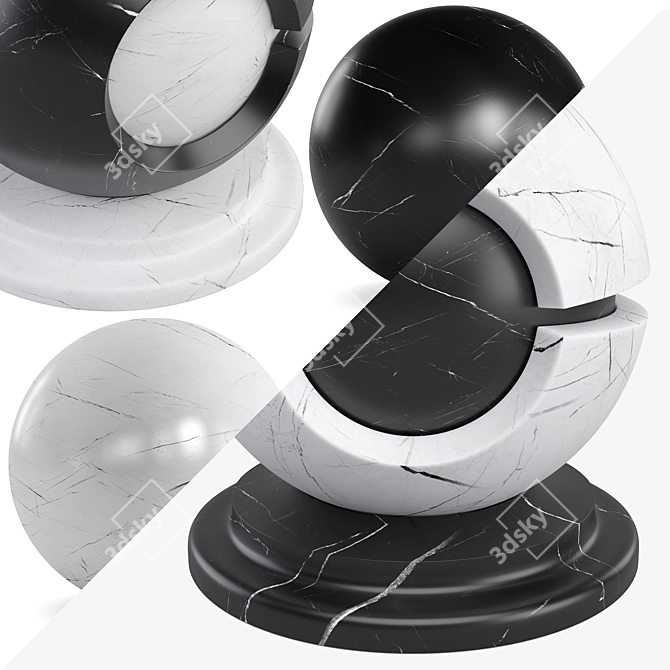 Elegant White Black Marble 4K 3D model image 1