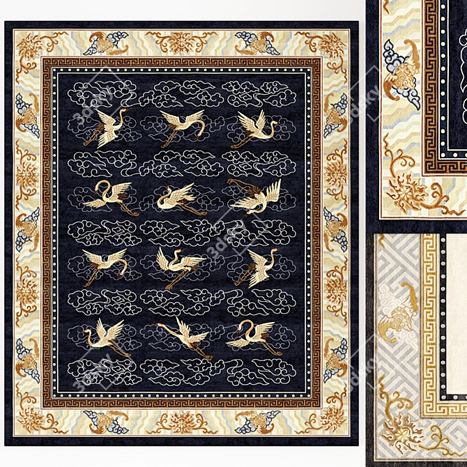 Elegant Manchurian Cranes Set 3D model image 1