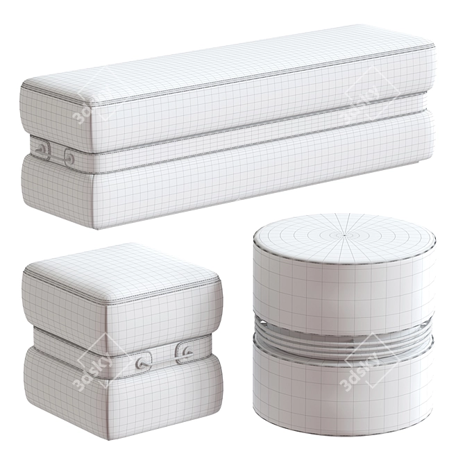 Stylish Ottoman Set by Mezzo Collection 3D model image 4