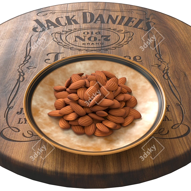 Whiskey Delight: JackDaniels with Almonds & Chocolate 3D model image 3