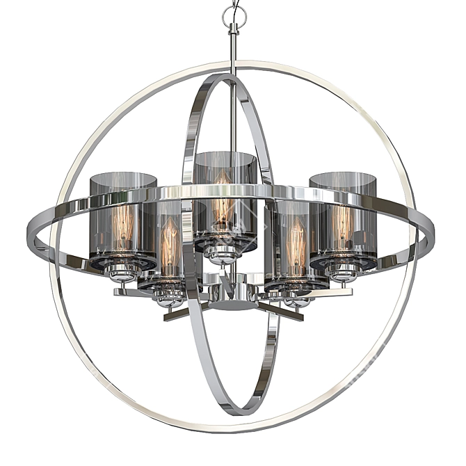 Sleek Chrome Chandelier 3D model image 1