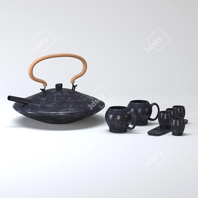 Japanese Style Tea Set - 8 piece 3D model image 3