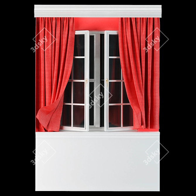 Elegant Curtain Set with Pillows 3D model image 4