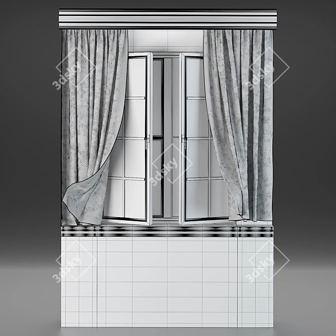 Elegant Curtain Set with Pillows 3D model image 5