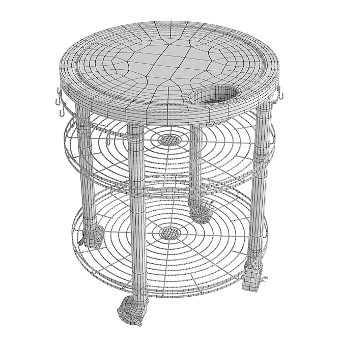 Bamboo Butcher Block Rolling Cart 3D model image 3