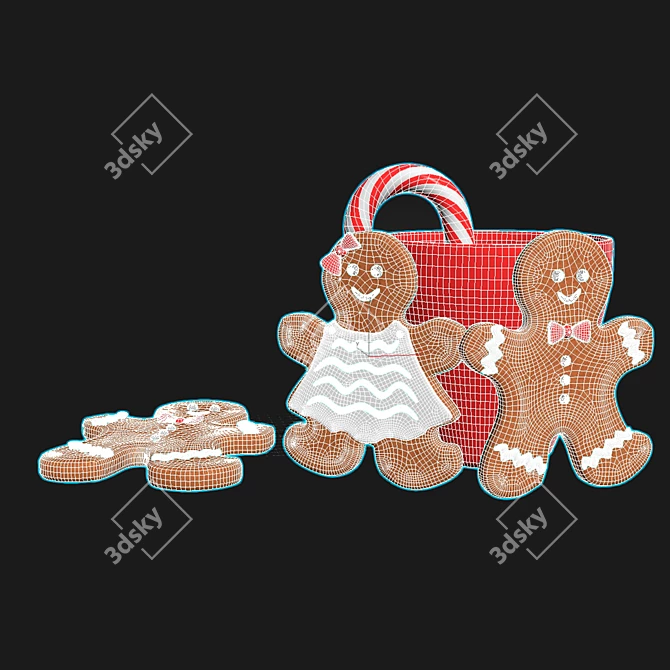 Sweet Gingerbread Boy and Girl 3D model image 2