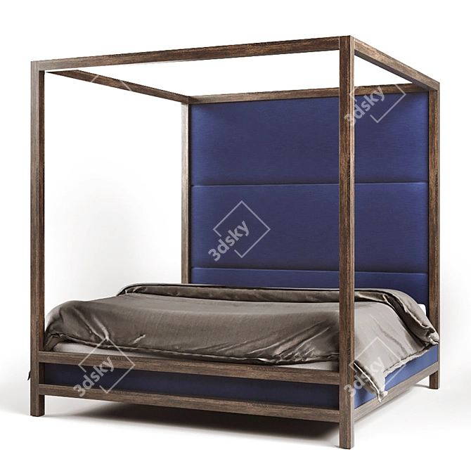 Simple 2x2m Wooden Bed 3D model image 1