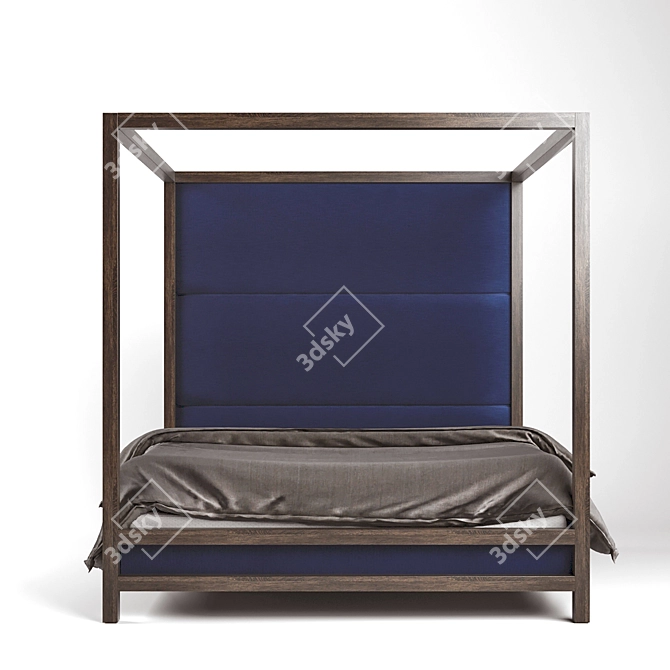 Simple 2x2m Wooden Bed 3D model image 2