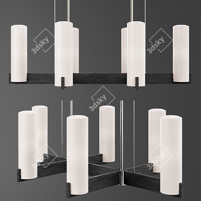 Sleek Opal Chandelier - 60"L x 32"W 3D model image 1