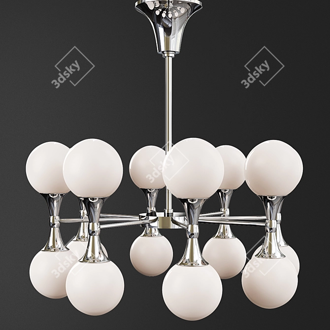 Opal Astoria Chandelier | Polished Chrome | Elegant Dimmable Lighting 3D model image 1