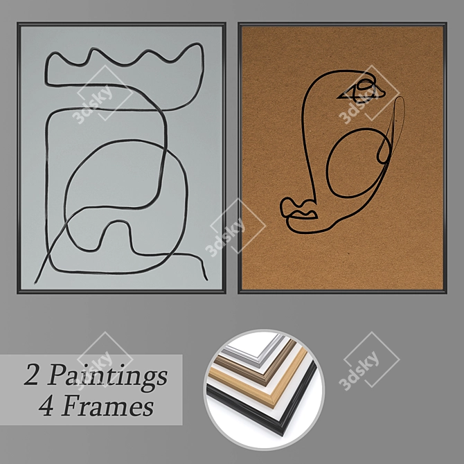 Elegant Wall Art Set 3D model image 1