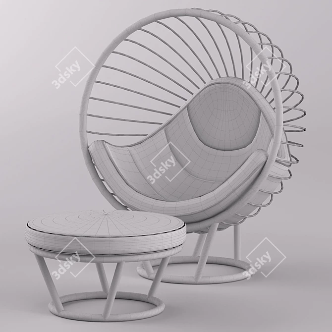 Suspended Metal Chair 3D model image 4