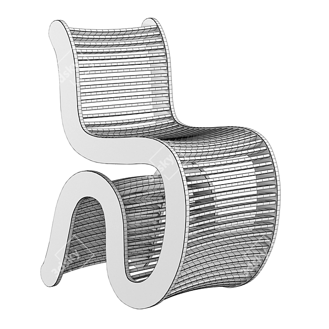 Elegant Birch Spline Chair 3D model image 5