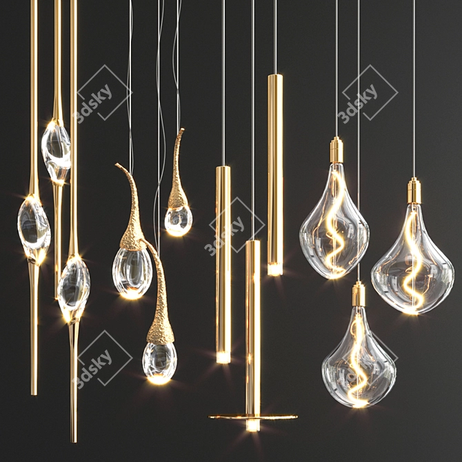 Elegant Hanging Light Set 3D model image 1