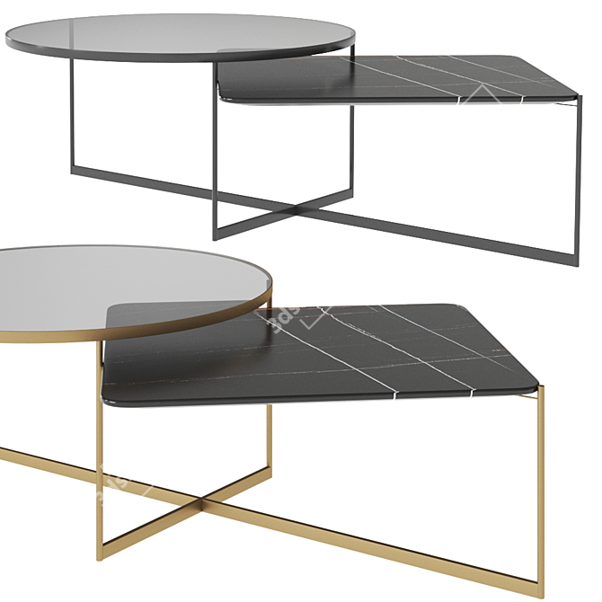 Modern Mohana Glass Marble Side Table 3D model image 1