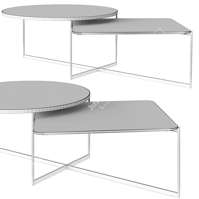 Modern Mohana Glass Marble Side Table 3D model image 2