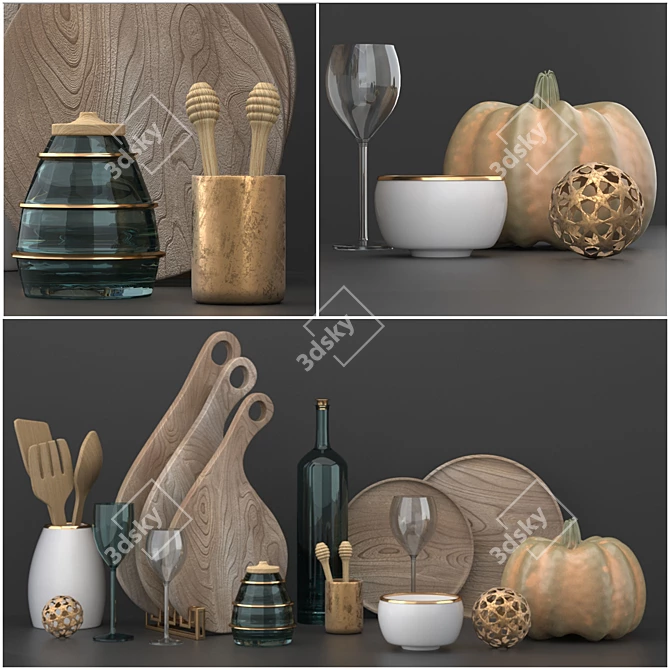 Stylish Kitchen Decor Set 3D model image 6