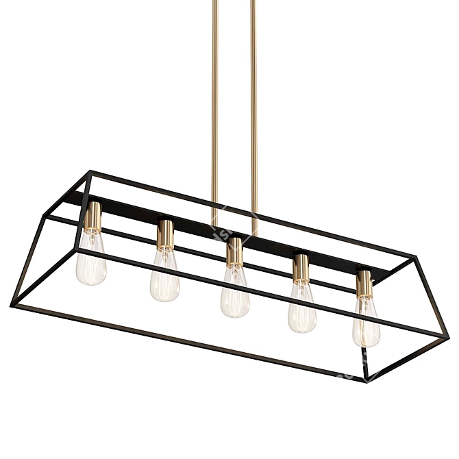 Minimalist Copper Bronze Island Chandelier 3D model image 1