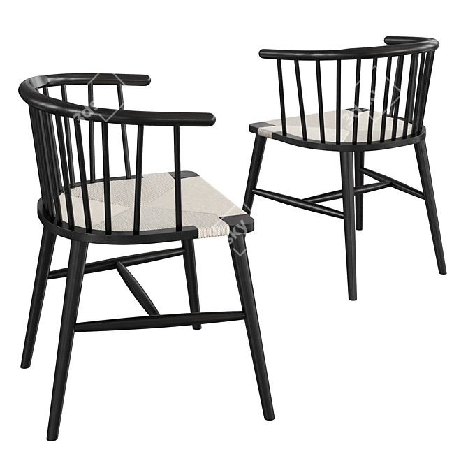 Modern Danish Designs Isabella Wooden Armchair 3D model image 2