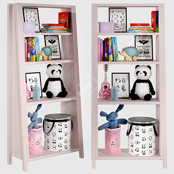 Kids Bookshelf Set: Stylish and Spacious Storage 3D model image 1