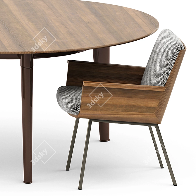 Daiki Outdoor Armchair & Penthouse Round Table 3D model image 2