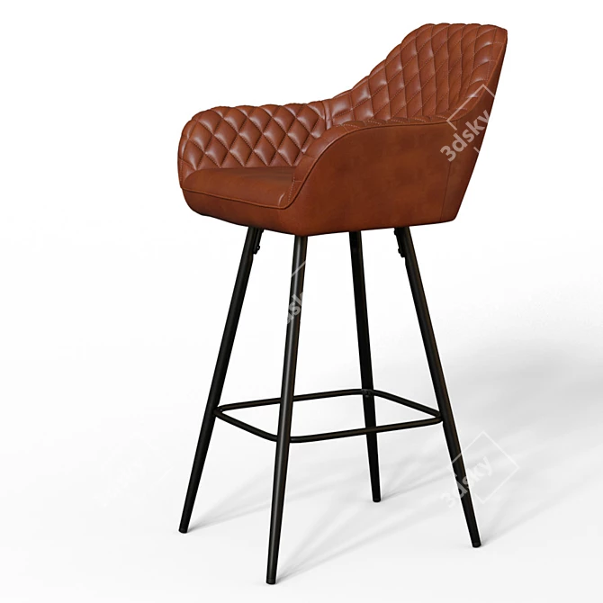 Sleek Black Leg Bar Stool 3D model image 2