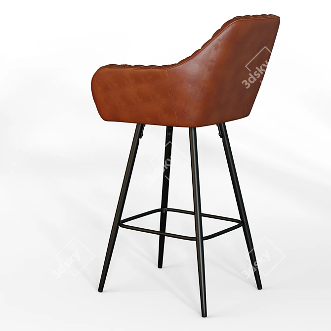 Sleek Black Leg Bar Stool 3D model image 3