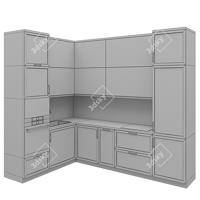 Modern Corner Kitchen Set 3D model image 5