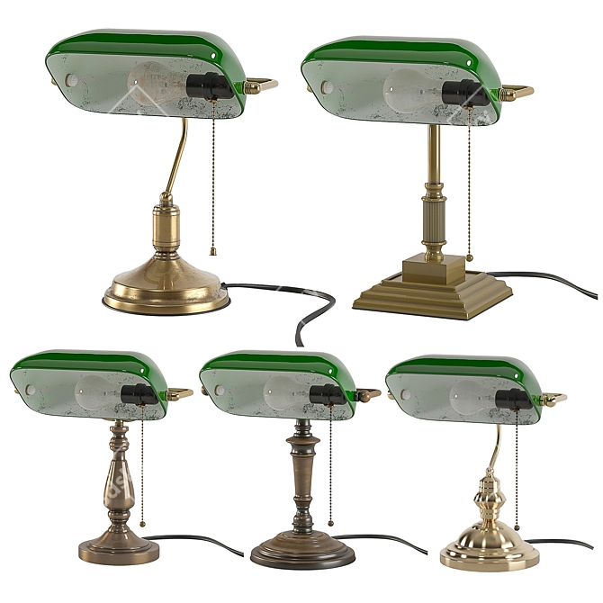 Sleek Metal Bankers Lamp 3D model image 1