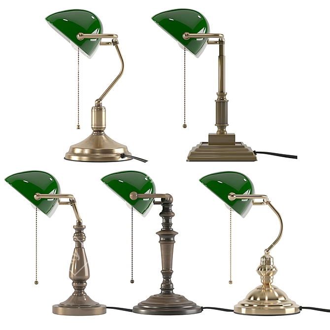 Sleek Metal Bankers Lamp 3D model image 2