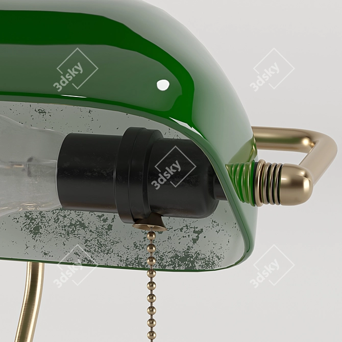 Sleek Metal Bankers Lamp 3D model image 4