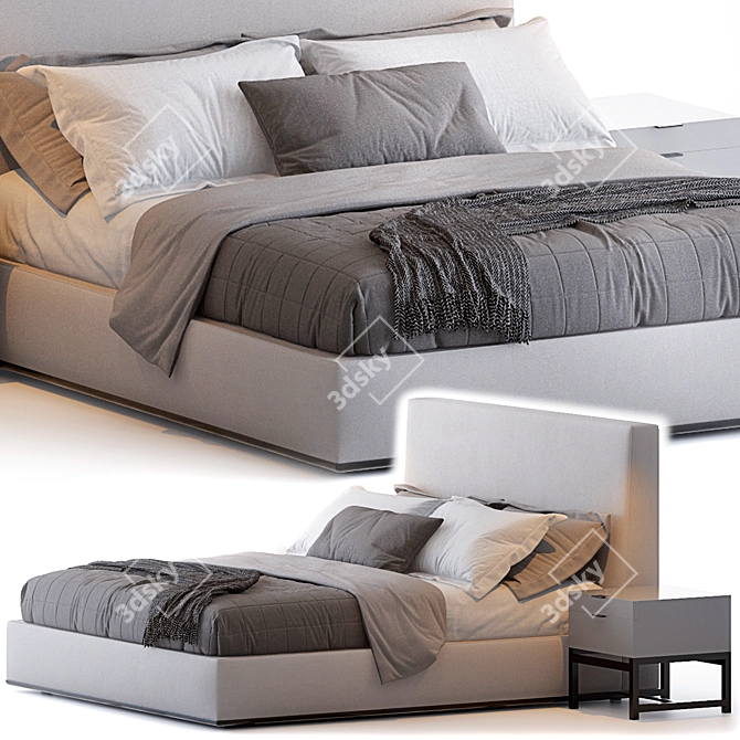 Modern Minimalist Powell Bed 3D model image 1