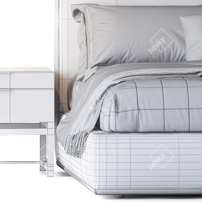 Modern Minimalist Powell Bed 3D model image 4