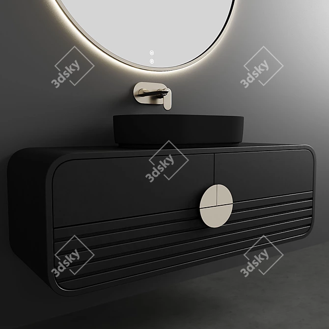 Sleek Oval Washbasin Set 3D model image 2