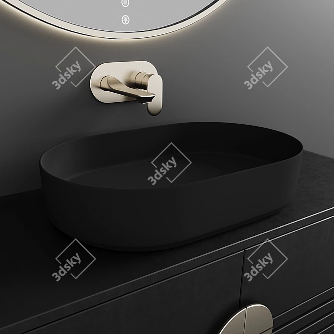 Sleek Oval Washbasin Set 3D model image 3