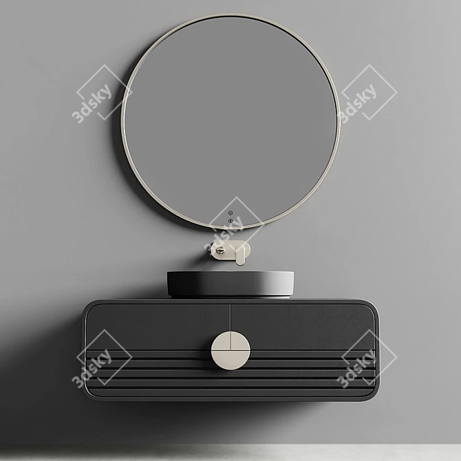 Sleek Oval Washbasin Set 3D model image 6