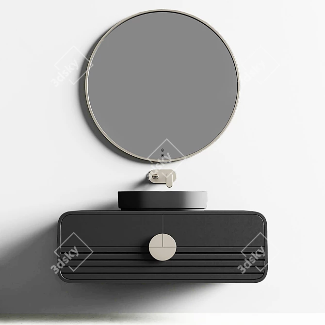 Sleek Oval Washbasin Set 3D model image 7