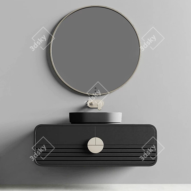 Sleek Oval Washbasin Set 3D model image 11