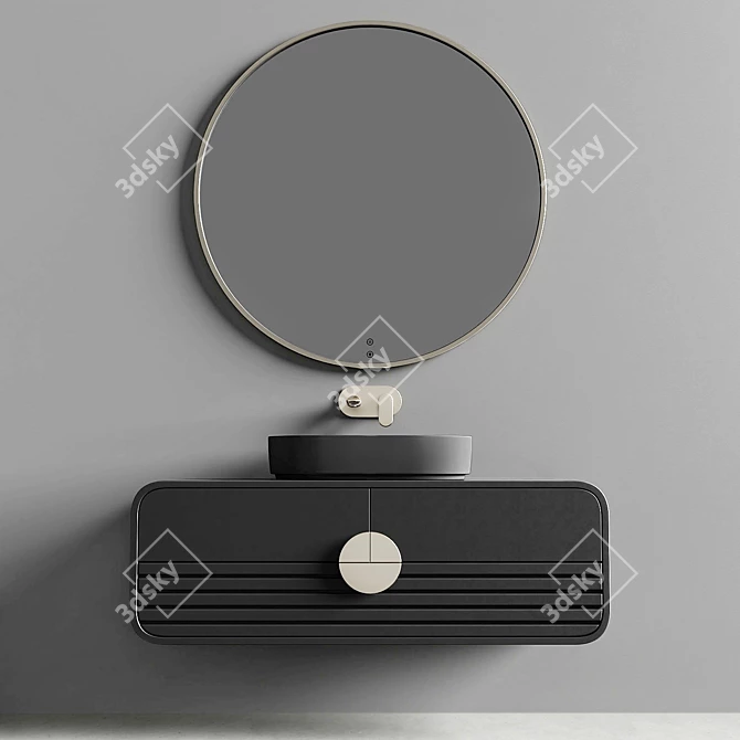 Sleek Oval Washbasin Set 3D model image 13