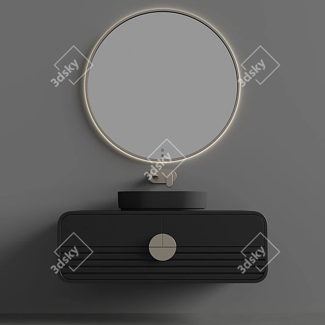 Sleek Oval Washbasin Set 3D model image 14