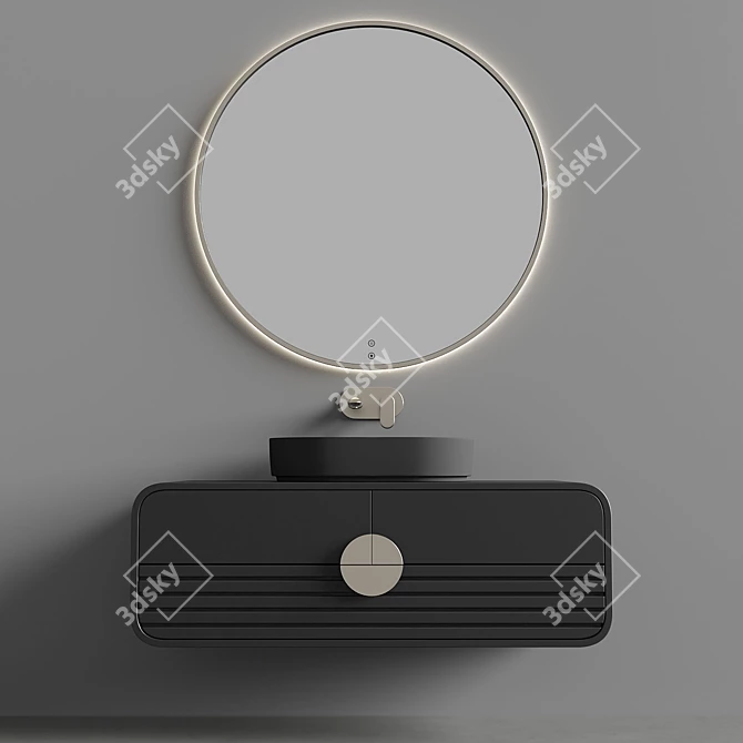 Sleek Oval Washbasin Set 3D model image 15