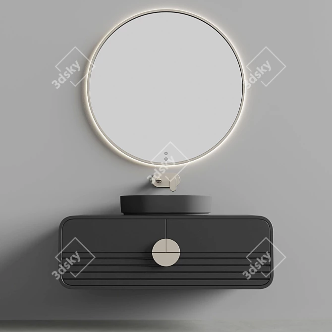 Sleek Oval Washbasin Set 3D model image 16