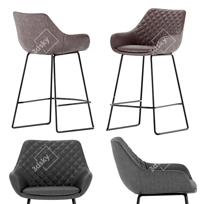 Sleek and Stylish Daniel Bar Stool 3D model image 3