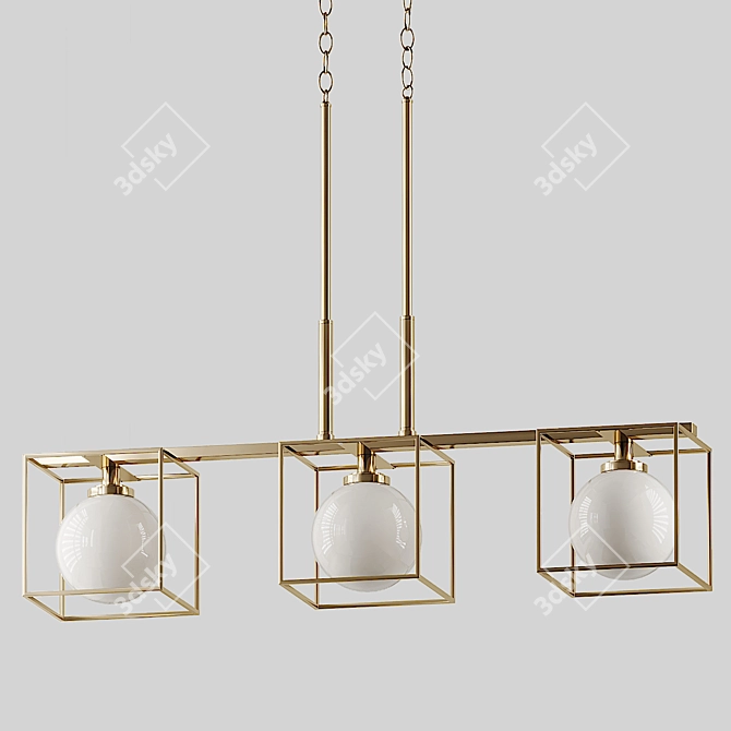 Elegant Cowen Brushed Gold Chandelier 3D model image 1