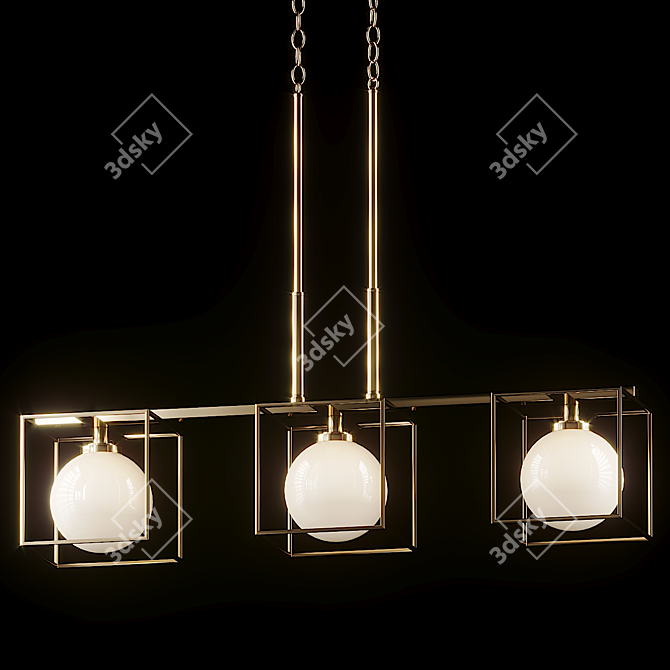 Elegant Cowen Brushed Gold Chandelier 3D model image 3