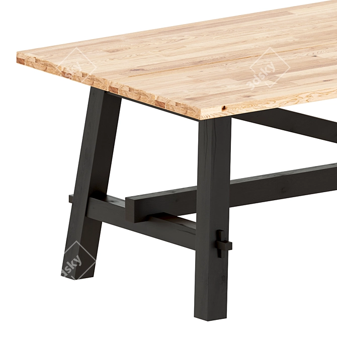 Rustic Acacia Dining Set 3D model image 2