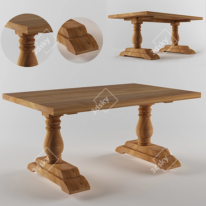 Modern Russian Oak Table 3D model image 1