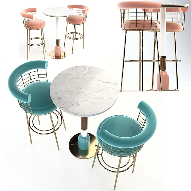 Mezzo Berry Bar Chair & Foster Bar Table 3D model image 1